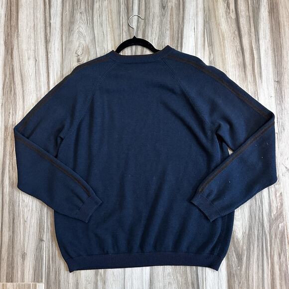 Patagonia Wool Cashmere Blend Pullover V-Neck Sweater Mens Large Striped Sleeve - Picture 2 of 6